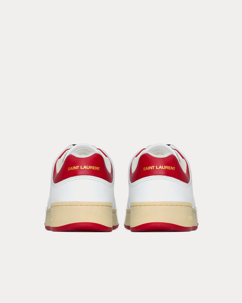 Saint Laurent SL/61 Grained Leather White / Vintage Red Low Top Sneakers - 3