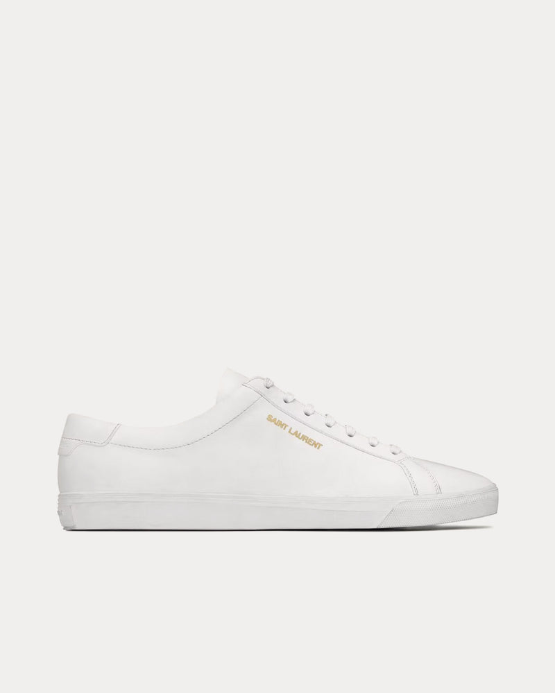 Saint Laurent Andy Leather Optic White Low Top Sneakers - 1