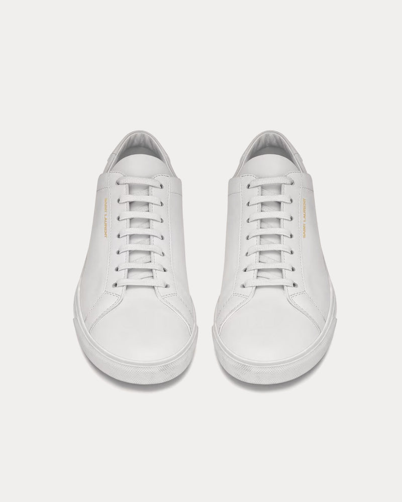 Saint Laurent Andy Leather Optic White Low Top Sneakers - 2