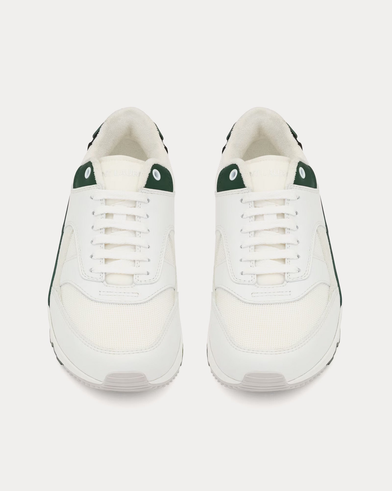 Saint Laurent Bump Smooth Leather White / Dark Basil Low Top Sneakers - 2