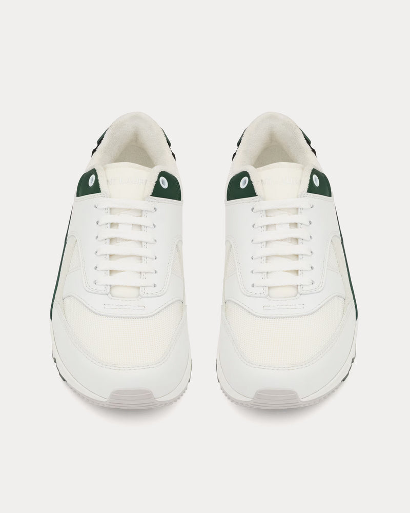 Saint Laurent Bump Smooth Leather White / Dark Basil Low Top Sneakers - 2