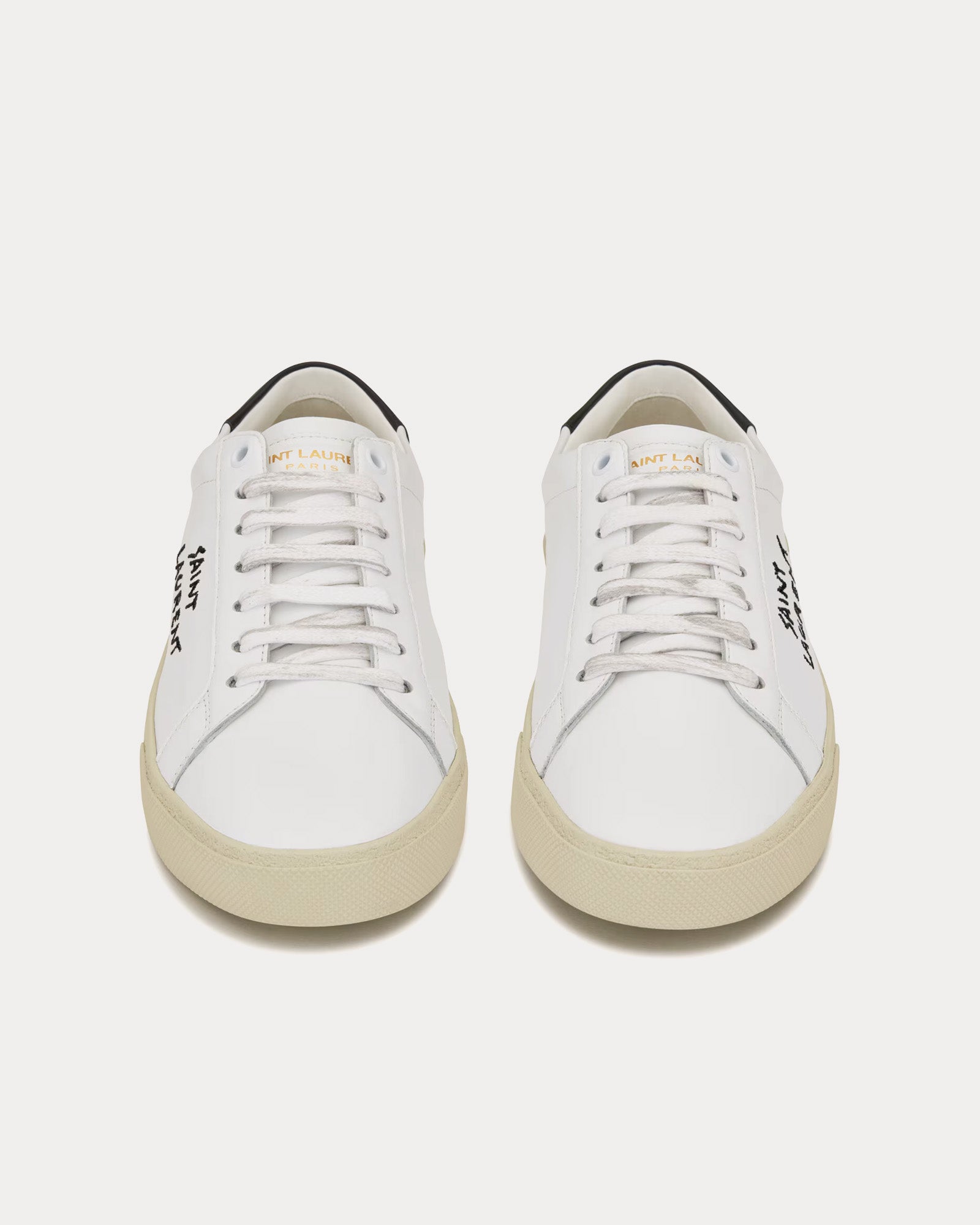 Saint Laurent SL/06 Court Classic Embroidered Smooth Leather Optic White Low Top Sneakers - 2