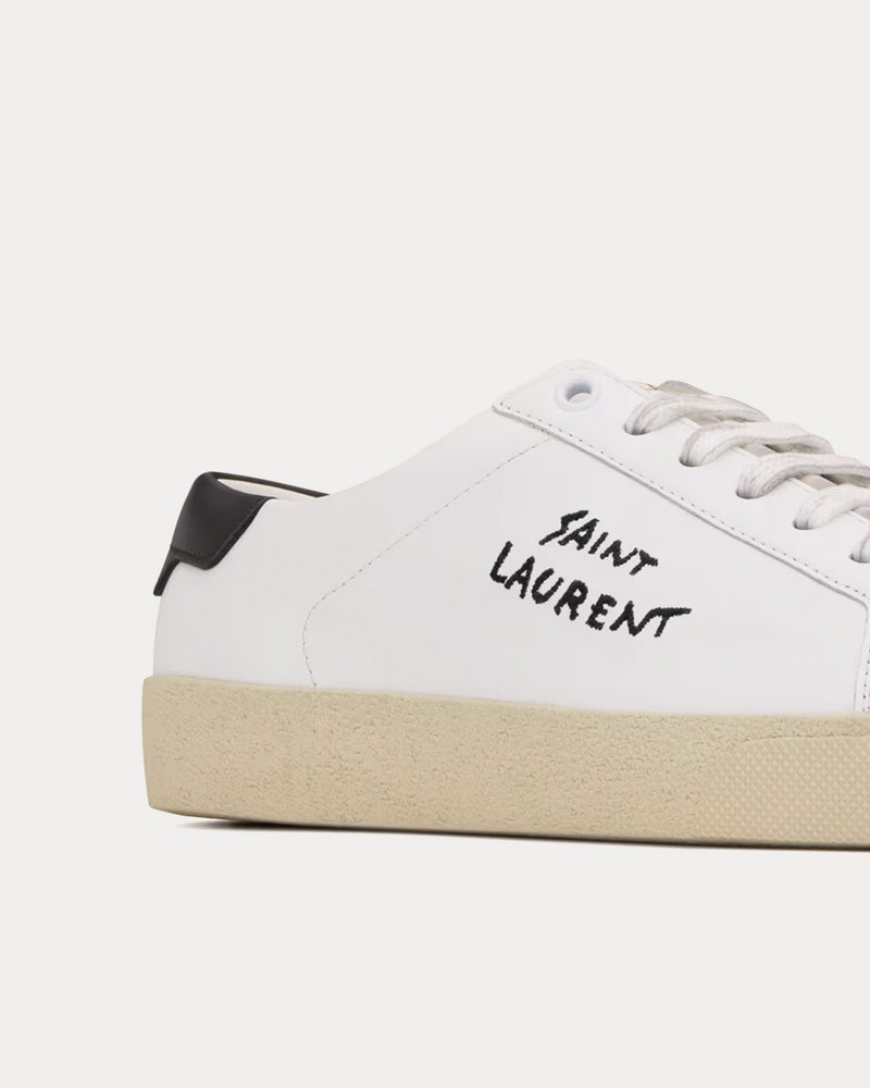 Saint Laurent SL/06 Court Classic Embroidered Smooth Leather Optic White Low Top Sneakers - 4