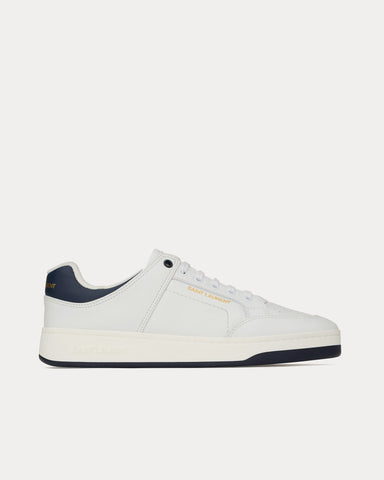 Saint Laurent SL/61 Grained Leather White / North Sea Low Top Sneakers