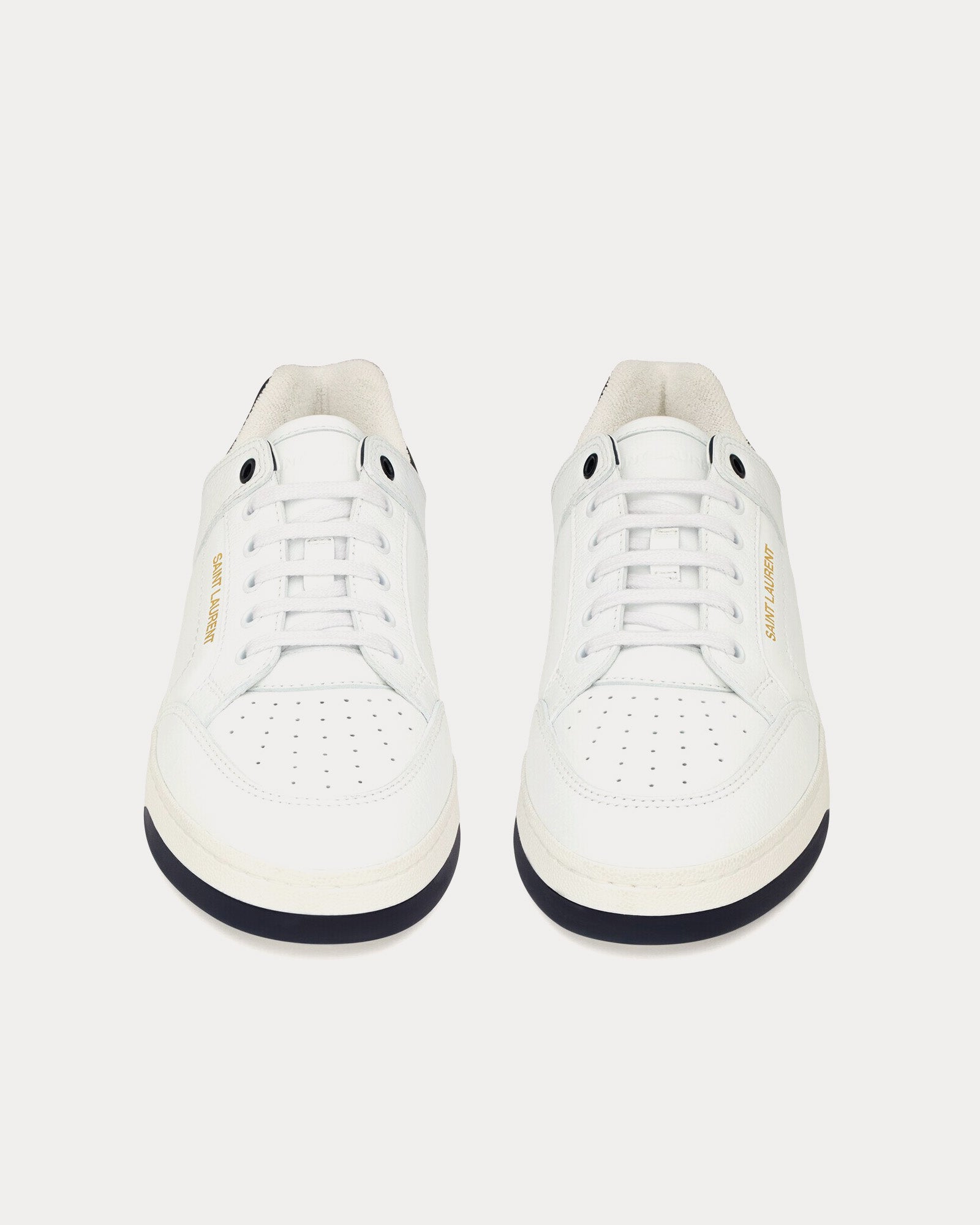 Saint Laurent SL/61 Grained Leather White / North Sea Low Top Sneakers - 2