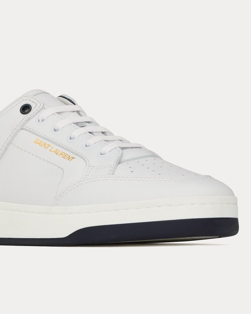 Saint Laurent SL/61 Grained Leather White / North Sea Low Top Sneakers - 4