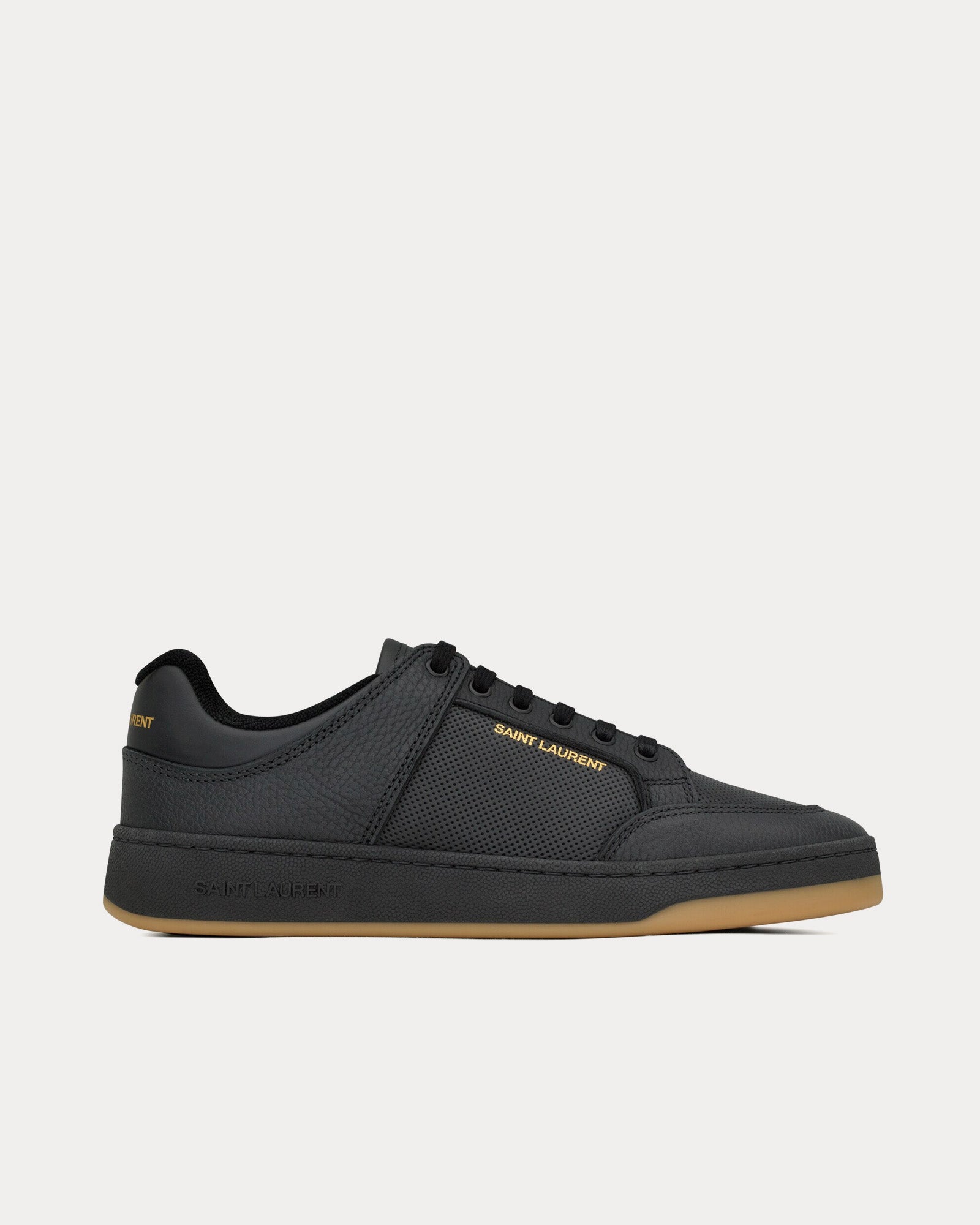 Saint Laurent SL/61 Perforated Leather Noir Low Top Sneakers - 1