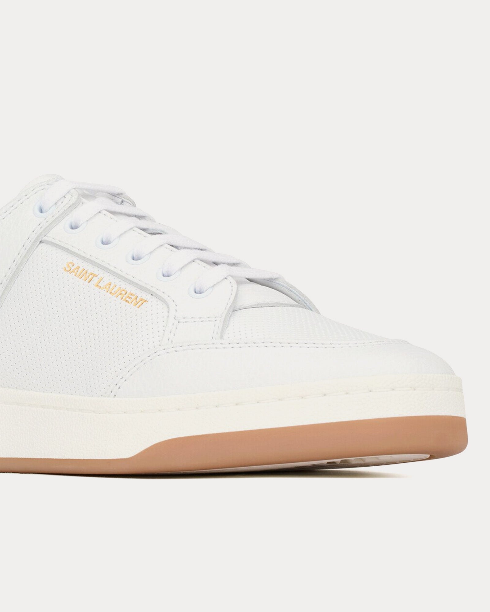 Saint Laurent SL/61 Perforated Leather White Low Top Sneakers - 4