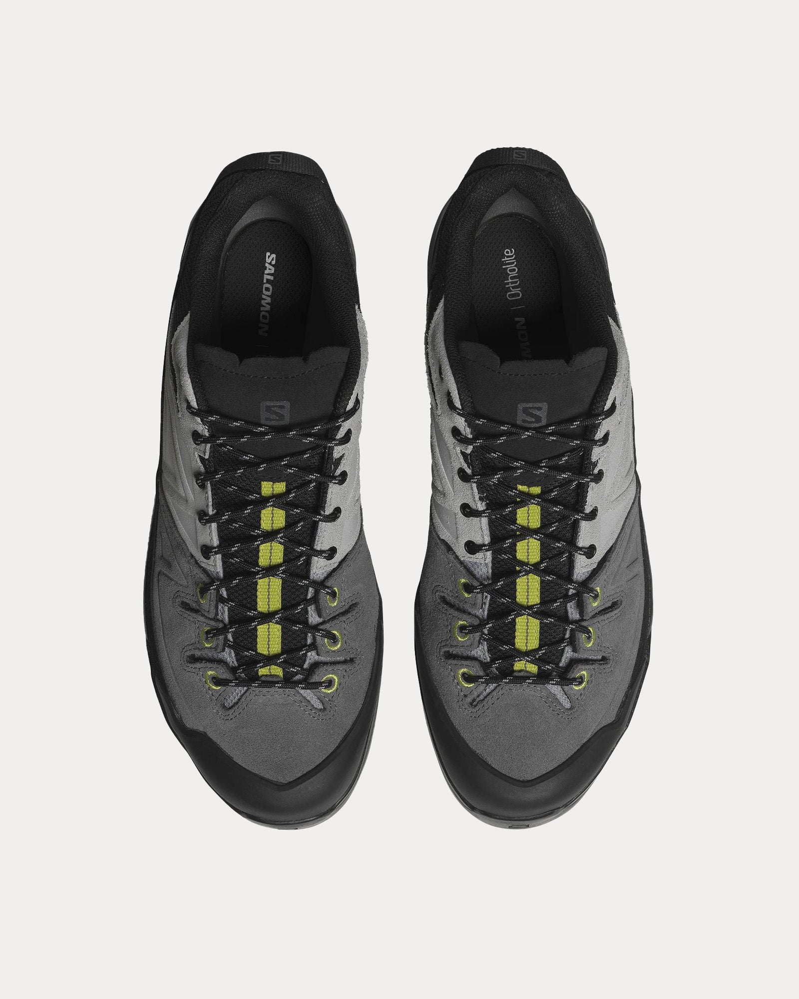 Salomon X-Alp Leather Black / Castlerock / Dark Citron Low Top Sneakers - 2