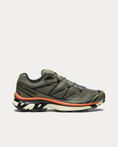 Salomon XT-6 Deep Lichen Green / Black / Red Orange Low Top Sneakers