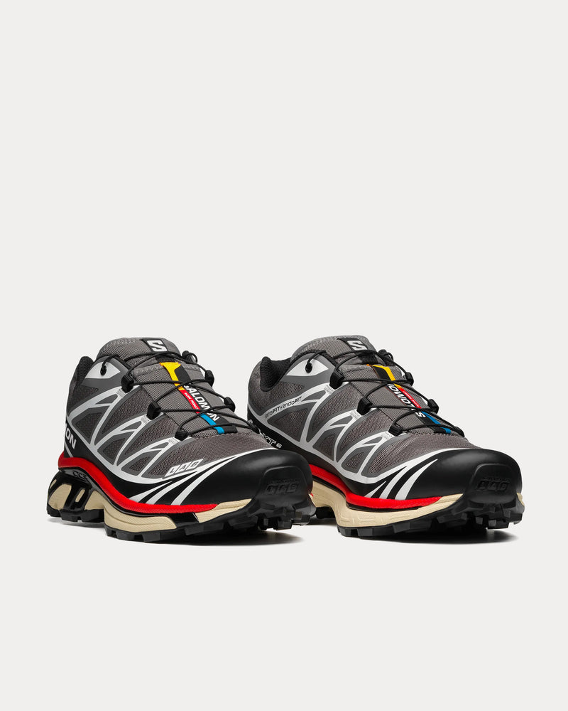 Salomon XT-6 Pewter / Black / Aurora Red Low Top Sneakers - 3