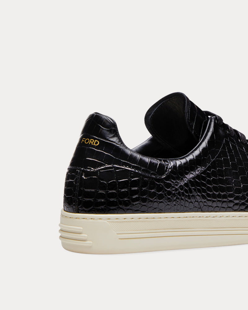 Tom Ford Warwick Printed Croc Black / Cream Low Top Sneakers - 3