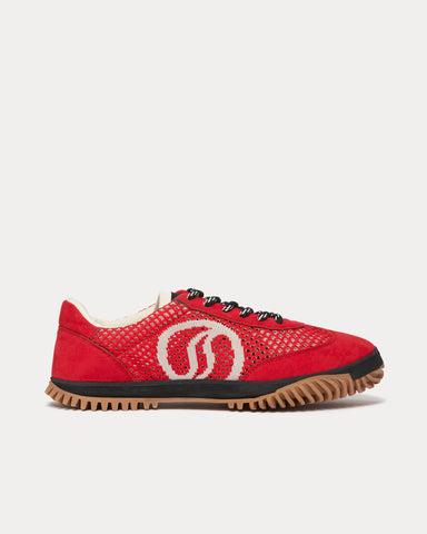 Stella McCartney S-Wave Sport Mesh Panelled Lipstick Red Low Top Sneakers