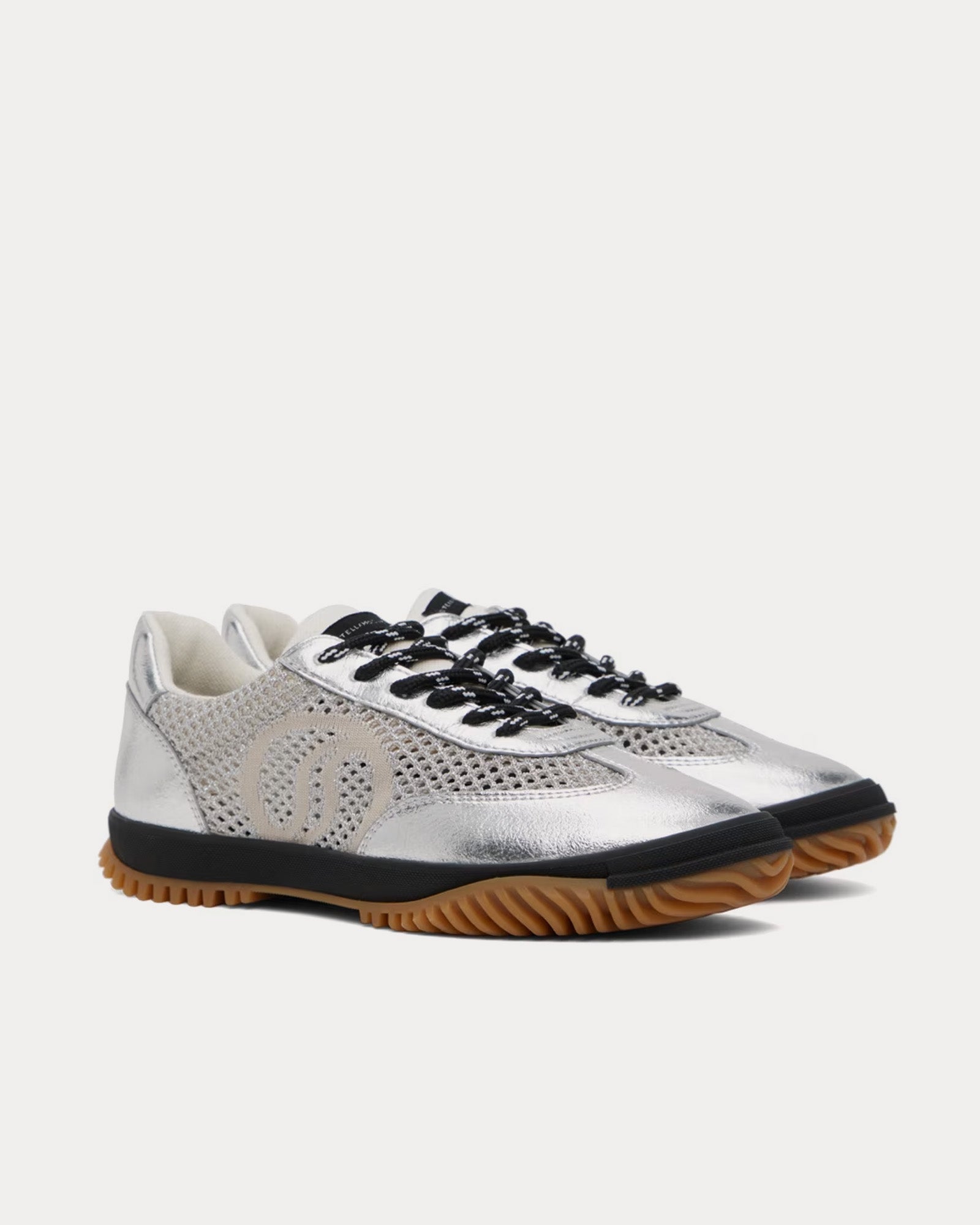 Stella McCartney S-Wave Sport Mesh Panelled Silver Low Top Sneakers - 2