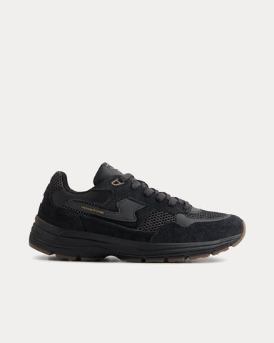 Stepney Workers Club Amiel S-Strike Geo-Merged Suede Tech Black Low Top Sneakers