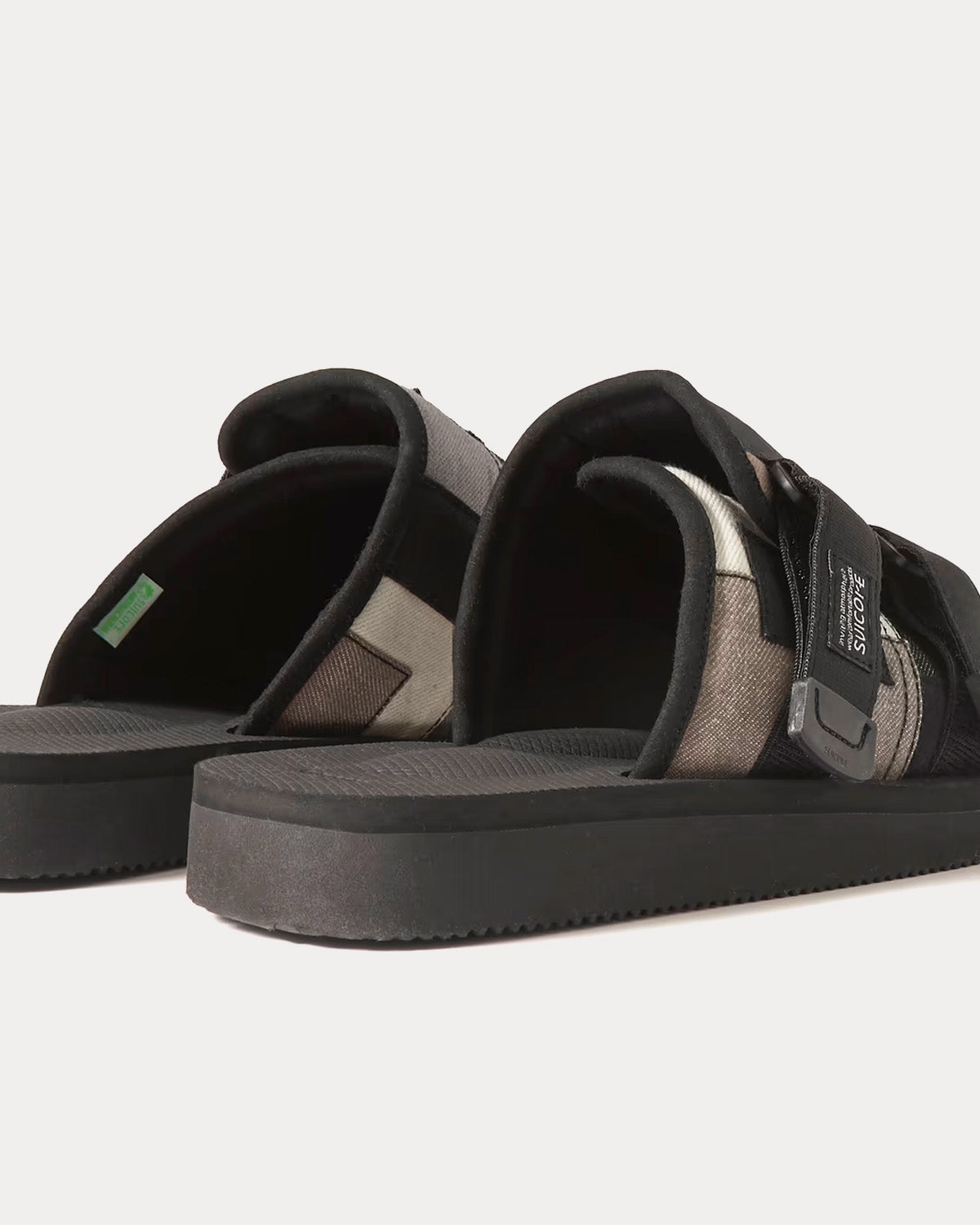 Suicoke KAW-VS Webbing and Suede-Trimmed Denim Black Sandals - 2