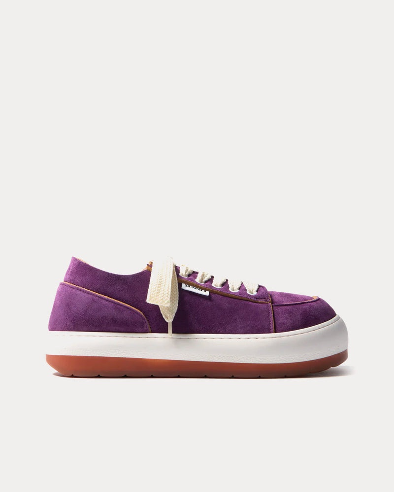 Sunnei Dreamy Suede Aubergine Low Top Sneakers - 1