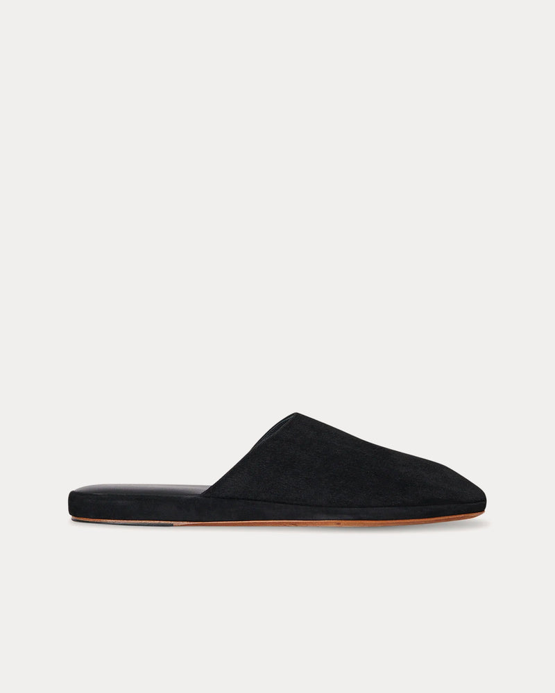 The Row Franco Suede Black Slippers - 1