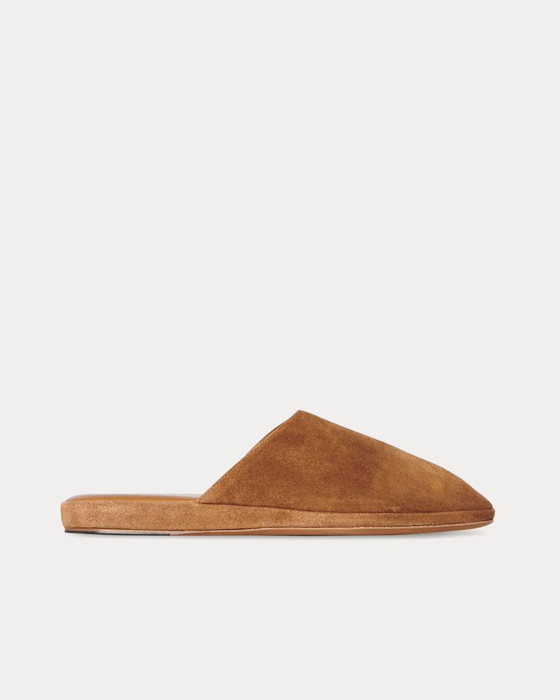 The Row Franco Suede Chestnut Slippers - 1