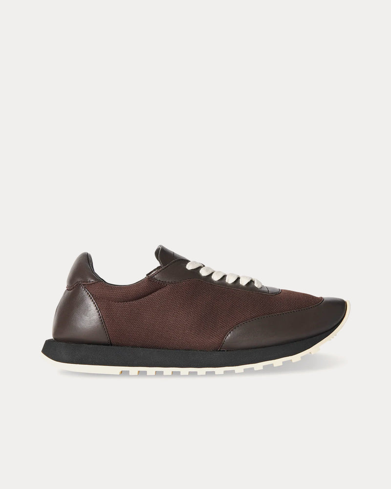 The Row Owen Runner Leather & Mesh Brown / Black / Milk Low Top Sneakers - 1