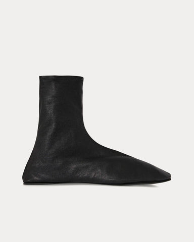 The Row Sock Leather Black Boots