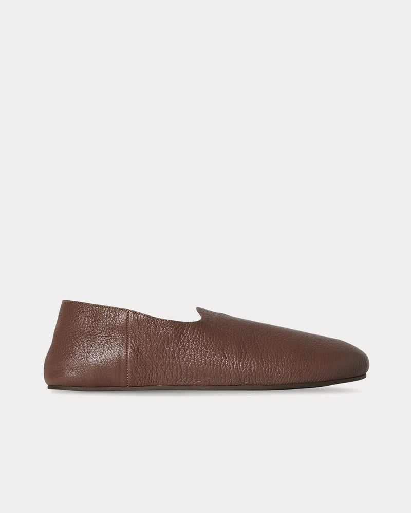 The Row Hugh Leather Light Brown Slip Ons - 1