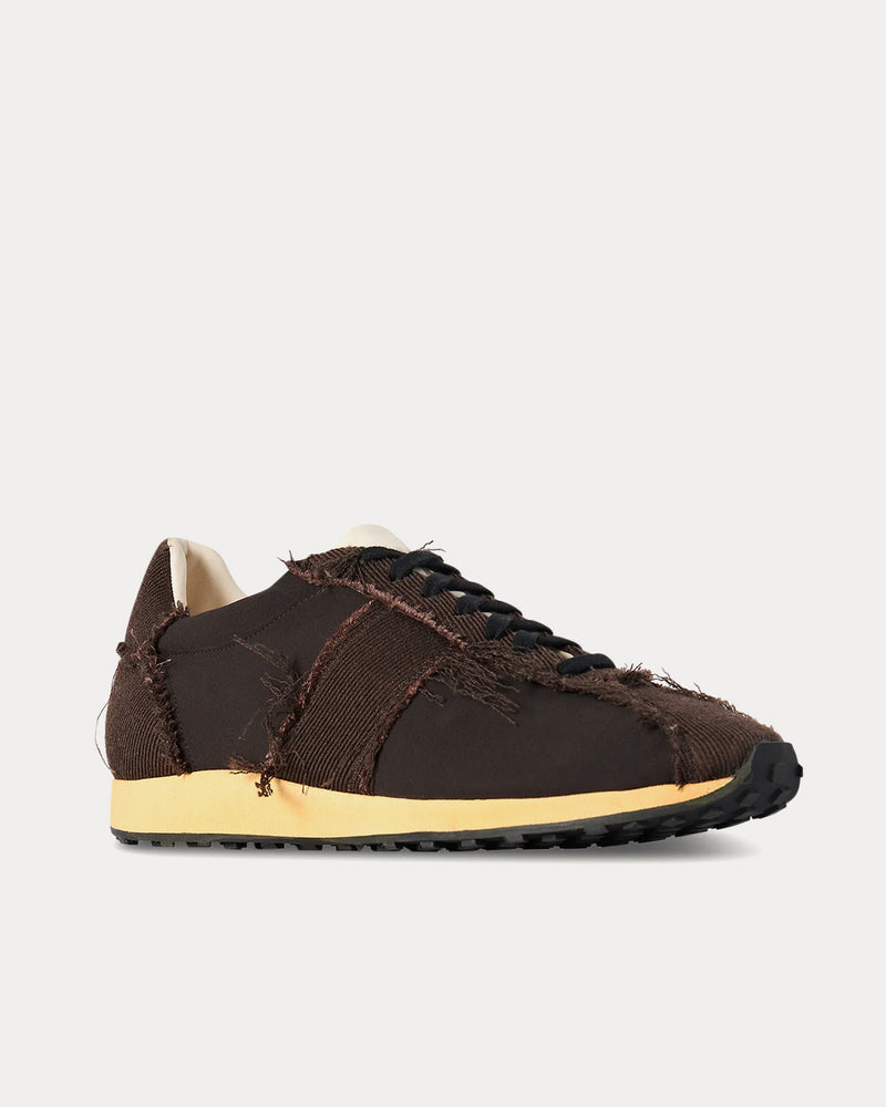 The Row Mica Wool, Linen & Nylon Brown / Brown / Cream Low Top Sneakers - 3