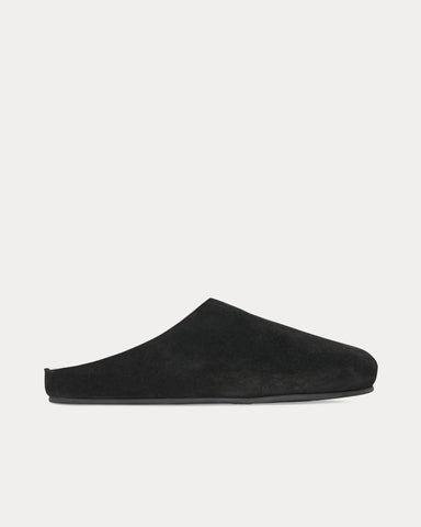 The Row Hugo Slide Suede Black Clogs