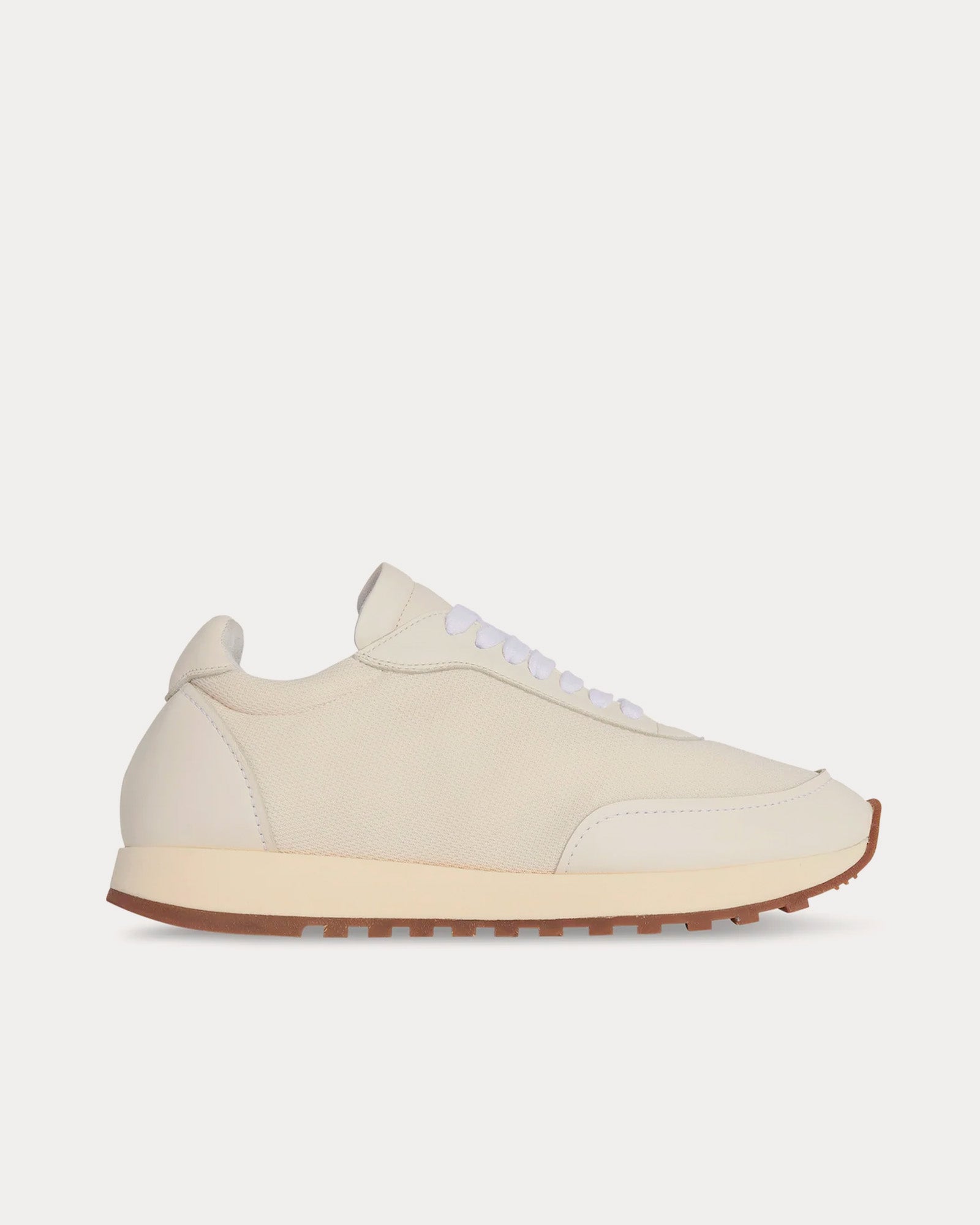 The Row Owen Runner Leather & Nylon Milk / White / Brown Low Top Sneakers - 1