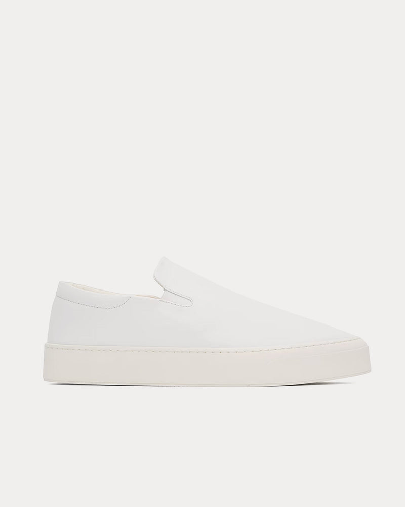 The Row Dean Leather White Slip On Sneakers - 1