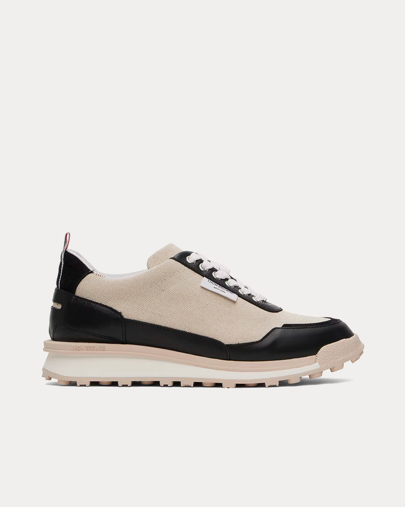 Thom Browne Alumni Panelled Black / Neutral Beige Low Top Sneakers - 1