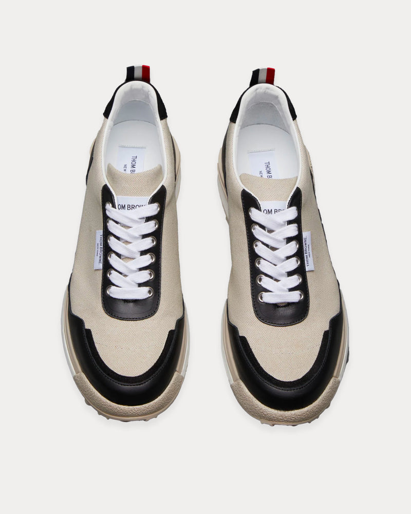 Thom Browne Alumni Panelled Black / Neutral Beige Low Top Sneakers - 2