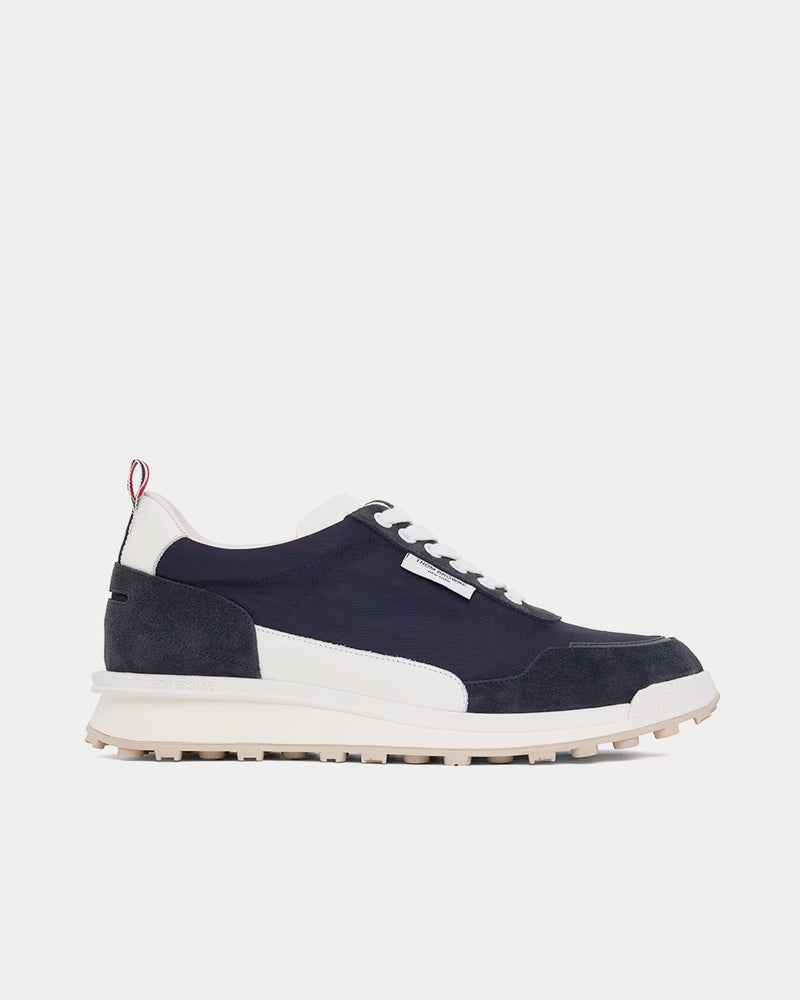 Thom Browne Alumni Eco Nylon Navy / White Low Top Sneakers - 1