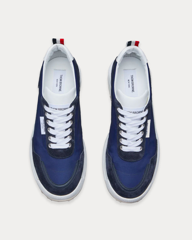 Thom Browne Alumni Eco Nylon Navy / White Low Top Sneakers - 2