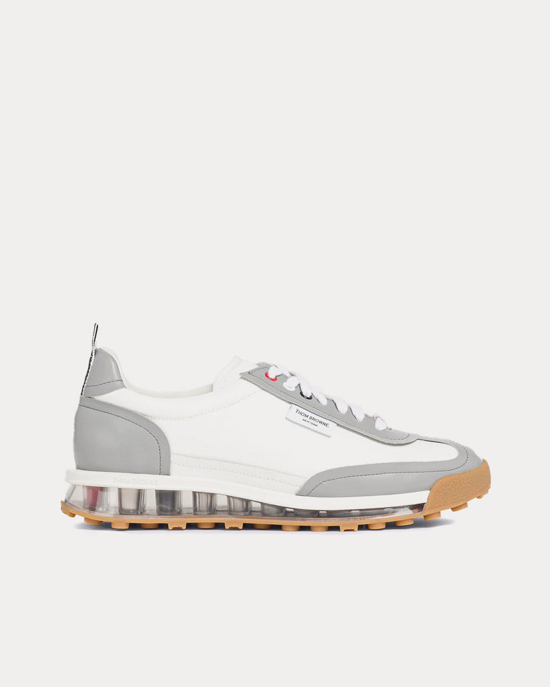 Thom Browne Tech Runner Clear Sole Raw Edge Vitello Calf White / Grey Low Top Sneakers - 1