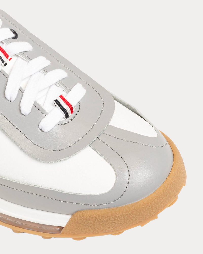 Thom Browne Tech Runner Clear Sole Raw Edge Vitello Calf White / Grey Low Top Sneakers - 4