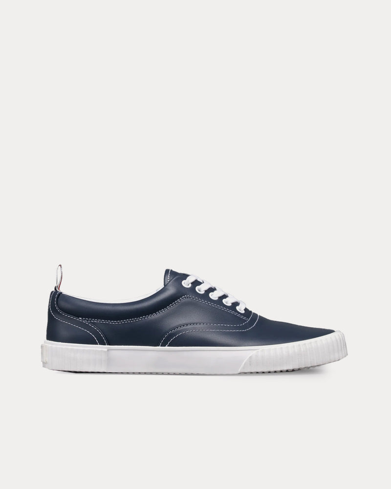 Thom Browne Heritage Vitello Calf Leather Navy Blue Low Top Sneakers - 1