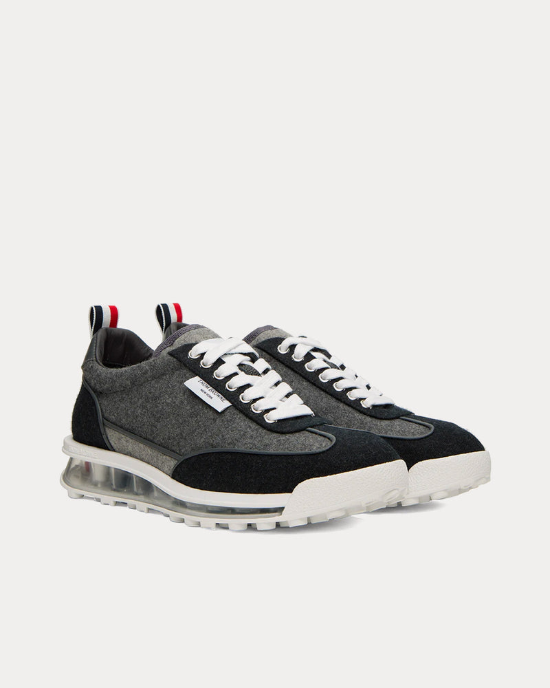 Thom Browne Tech Runner Clear Sole Wool Flannel Grey / Black Low Top Sneakers - 3