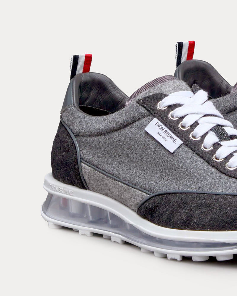 Thom Browne Tech Runner Clear Sole Wool Flannel Grey / Black Low Top Sneakers - 5