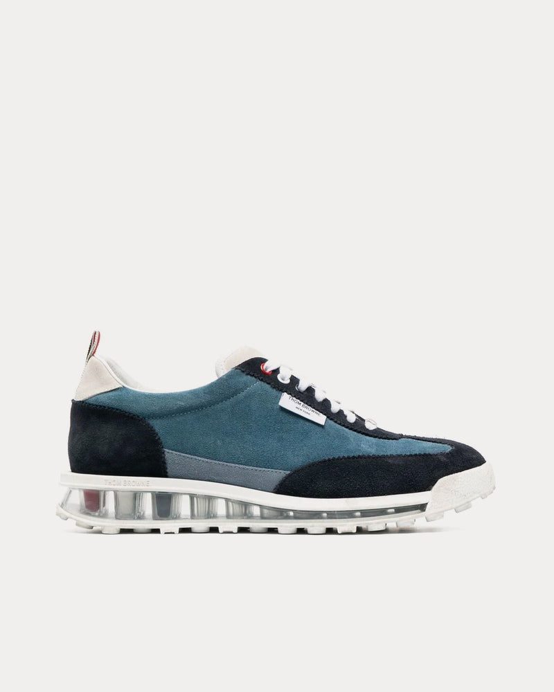 Thom Browne Tech Runner Clear Sole Suede Tonal Blue Low Top Sneakers - 1