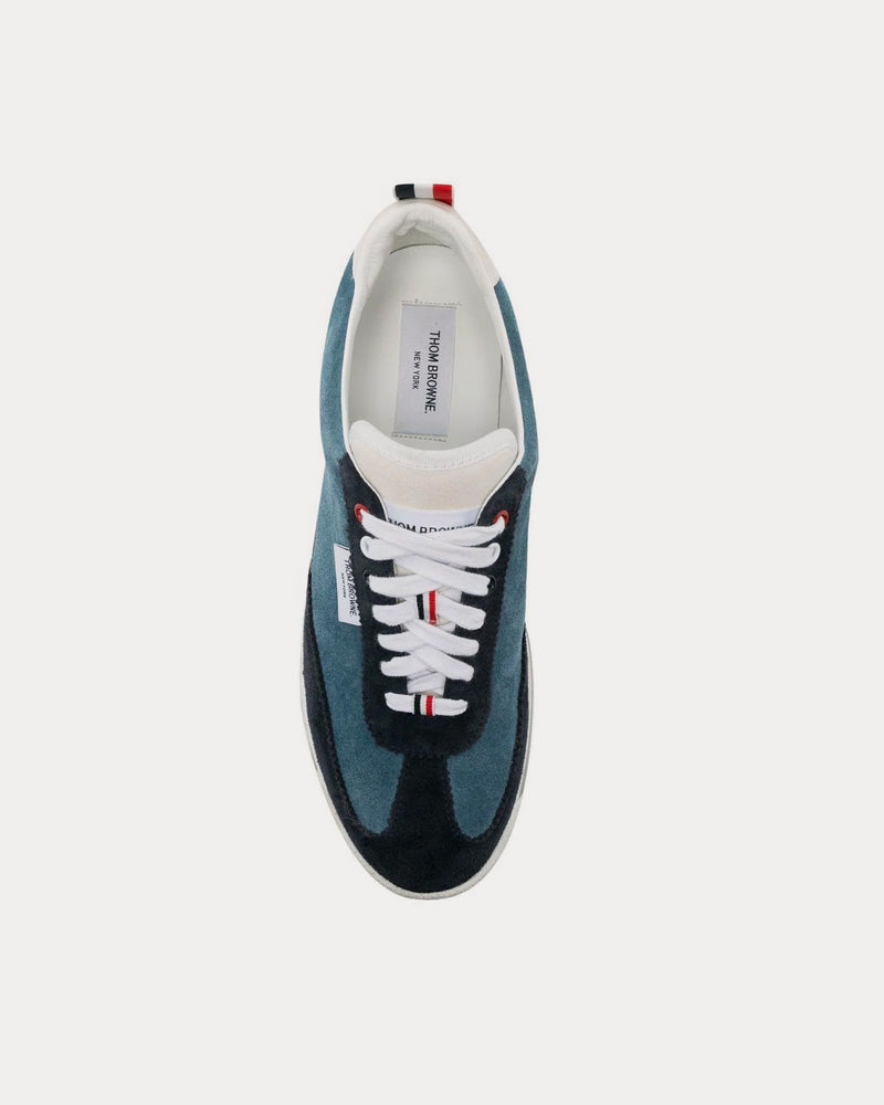 Thom Browne Tech Runner Clear Sole Suede Tonal Blue Low Top Sneakers - 2