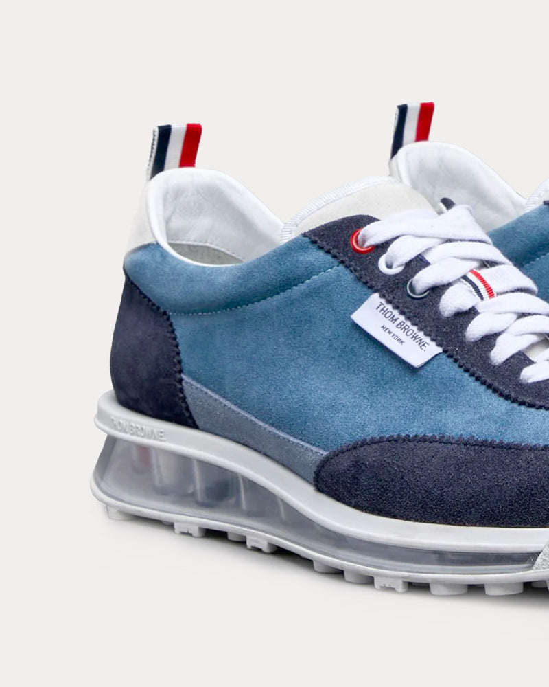 Thom Browne Tech Runner Clear Sole Suede Tonal Blue Low Top Sneakers - 5