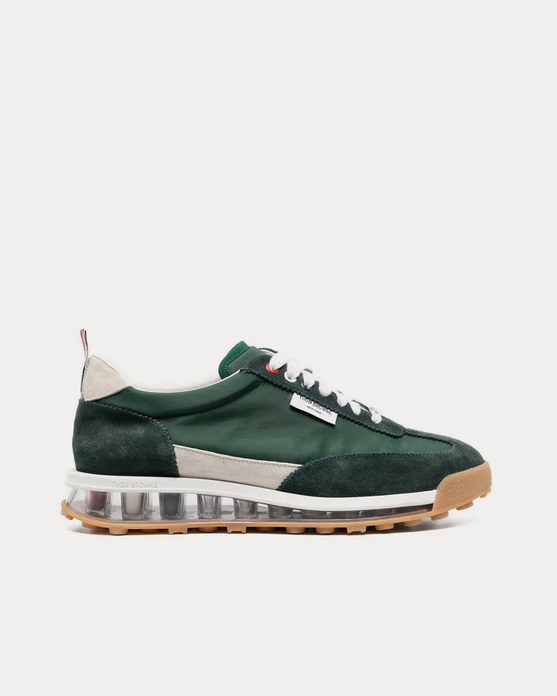 Thom Browne Tech Runner Clear Sole Suede Dark Green Low Top Sneakers - 1