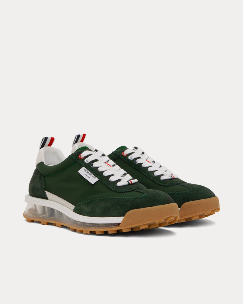 Thom Browne Tech Runner Clear Sole Suede Dark Green Low Top Sneakers - 3