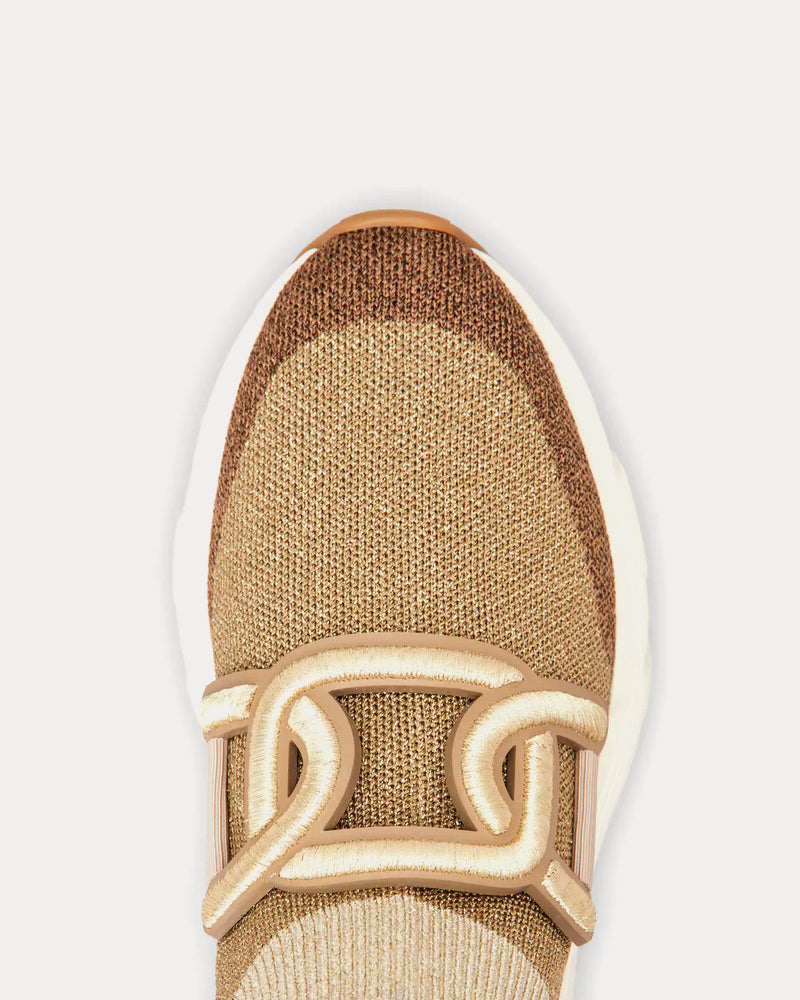 Tod's Kate Fabric Gold / Brown Slip On Sneakers - 3