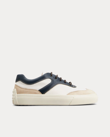 Tod's Leather & Fabric White / Off White / Blue Low Top Sneakers