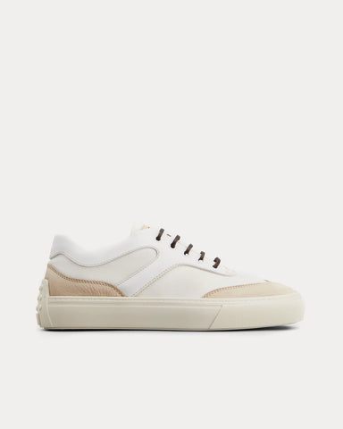 Tod's Leather & Fabric Beige / White Low Top Sneakers