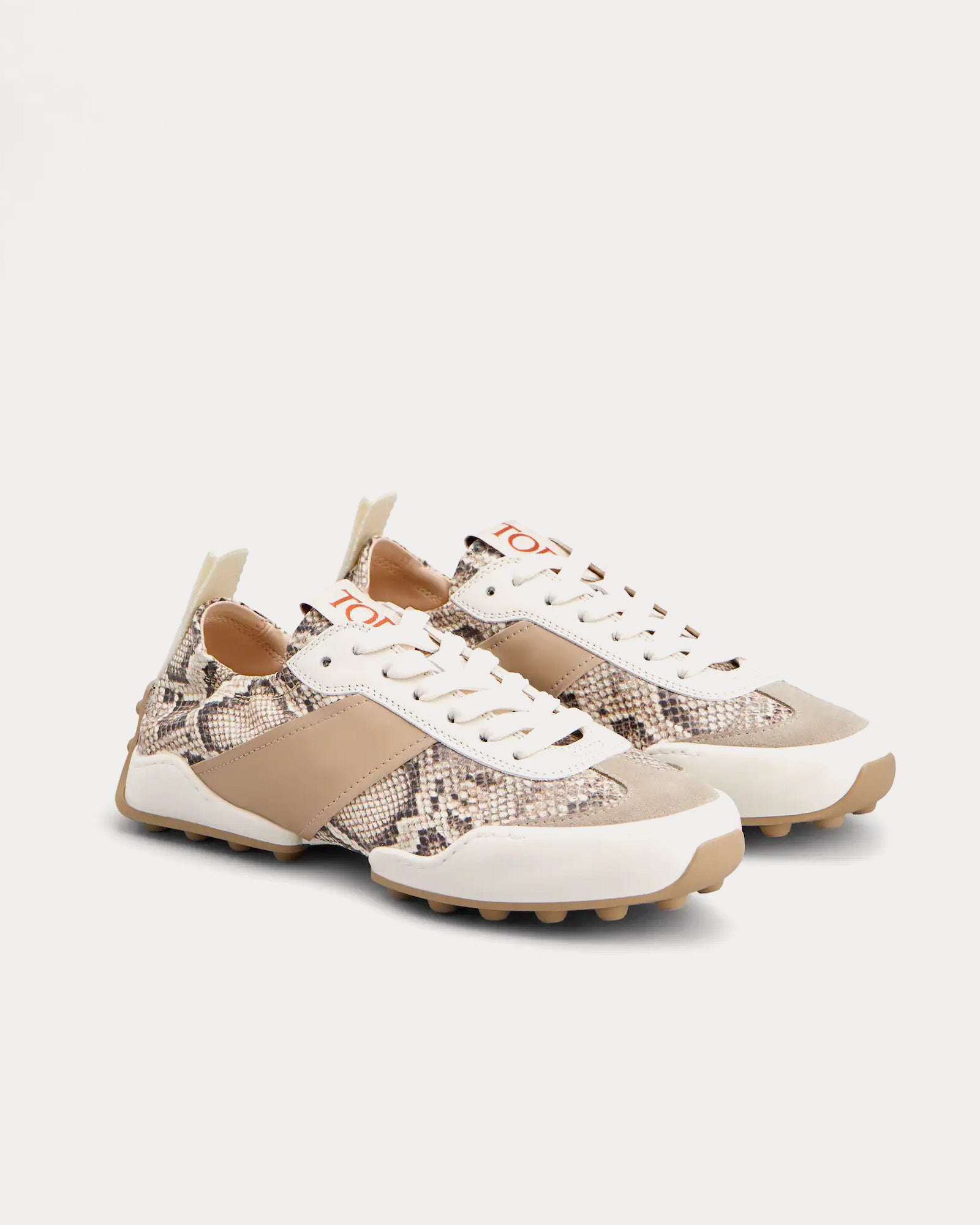 Tod's Ballerina Leather Beige / Brown / Off White Low Top Sneakers - 2