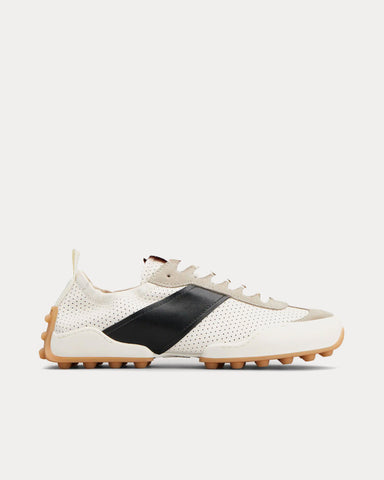 Tod's Ballerina Leather White / Black / Beige Low Top Sneakers