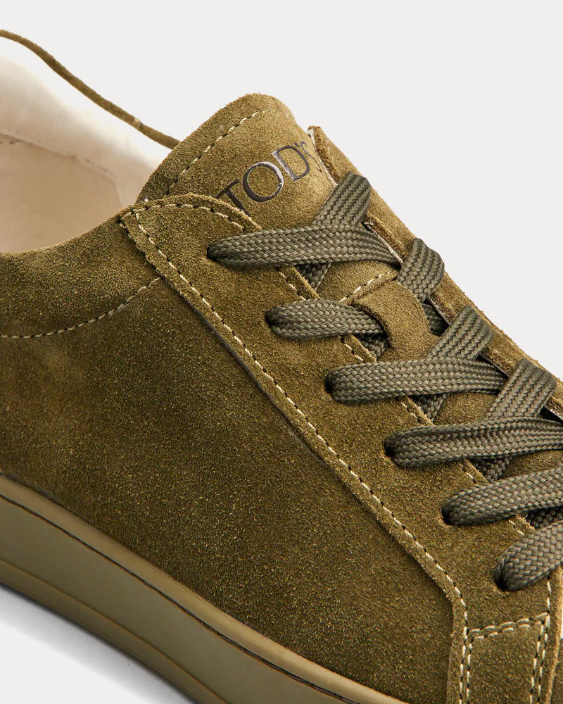 Tod's Minimal Suede Green Low Top Sneakers - 2